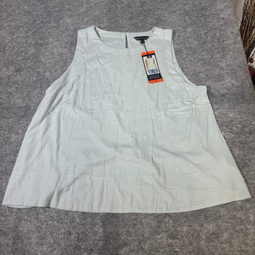 Banana Republic Womens XXL Mint Green Linen Rayon Sleeveless Tank Top NWT